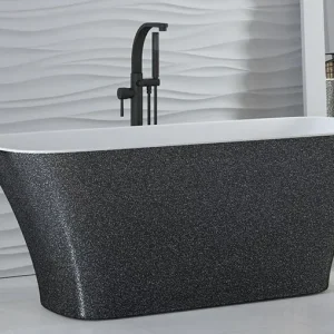 Cada freestanding dreptunghiulara Besco Assos Glam compozit 160x70 cm, antracit (graphite)
