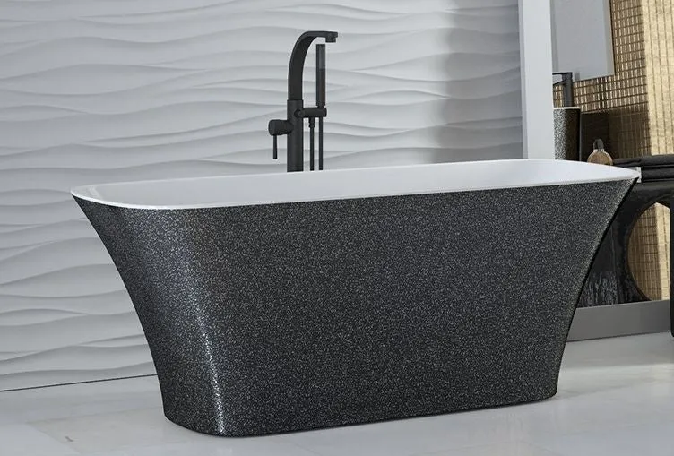 Cada freestanding dreptunghiulara Besco Assos Glam compozit 160x70 cm, antracit (graphite)