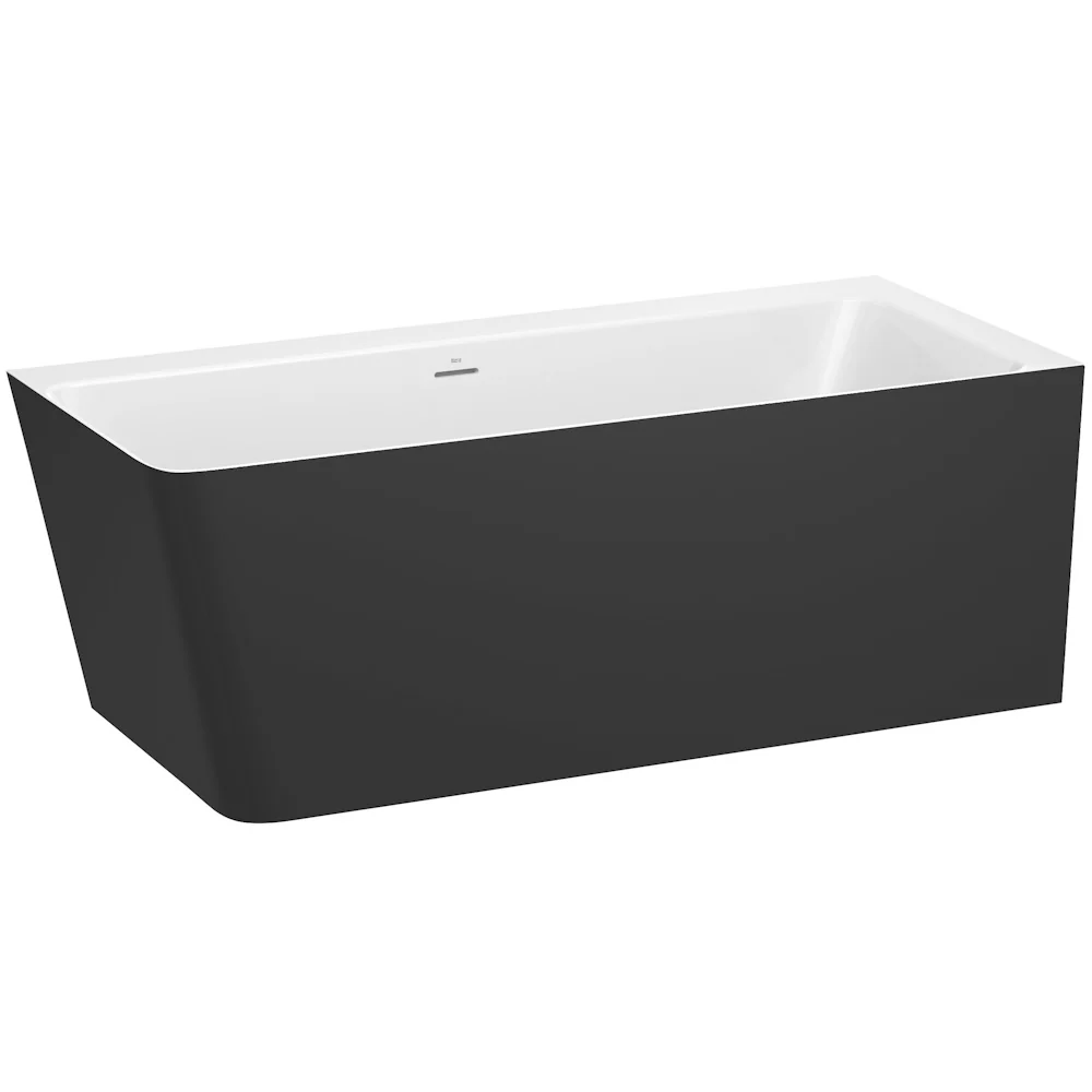 Cada freestanding dreptunghiulara Roca Ona compozit 160x70 cm alb/negru, montaj dreapta