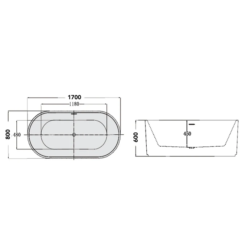 Cada freestanding Florida Salome Riffle cu panou riflat acril 170x80 cm, alb
