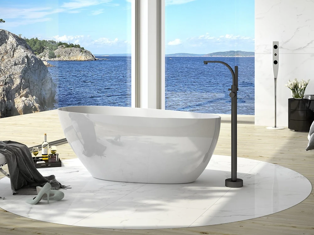 Cada freestanding ovala Besco Goya compozit 170x72 cm, alb