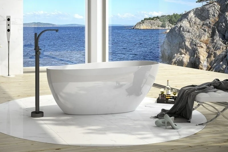 Cada freestanding ovala Besco Goya compozit 160x70 cm, alb