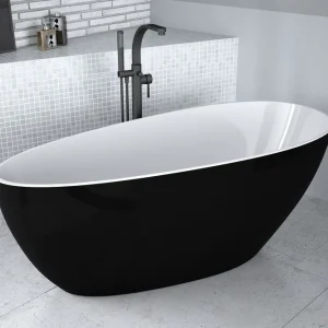 Cada freestanding ovala Besco Goya compozit 160x70 cm, negru/alb