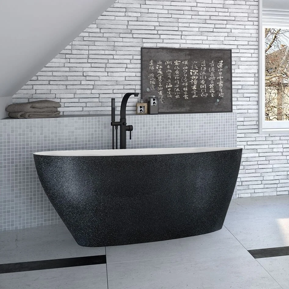 Cada freestanding ovala Besco Goya Glam XS compozit 142x62 cm, antracit (graphite)