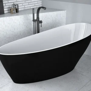 Cada freestanding ovala Besco Keya compozit 165x71 cm, negru