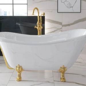 Cada freestanding ovala Besco Otylia 160x77 cm, picioare aurii