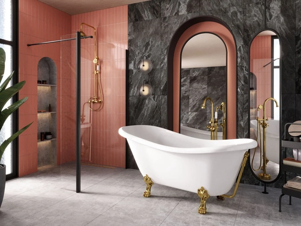 Cada freestanding ovala Besco Otylia 160x77 cm, picioare aurii