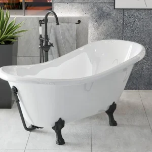 Cada freestanding ovala Besco Otylia 170x76 cm, picioare negre