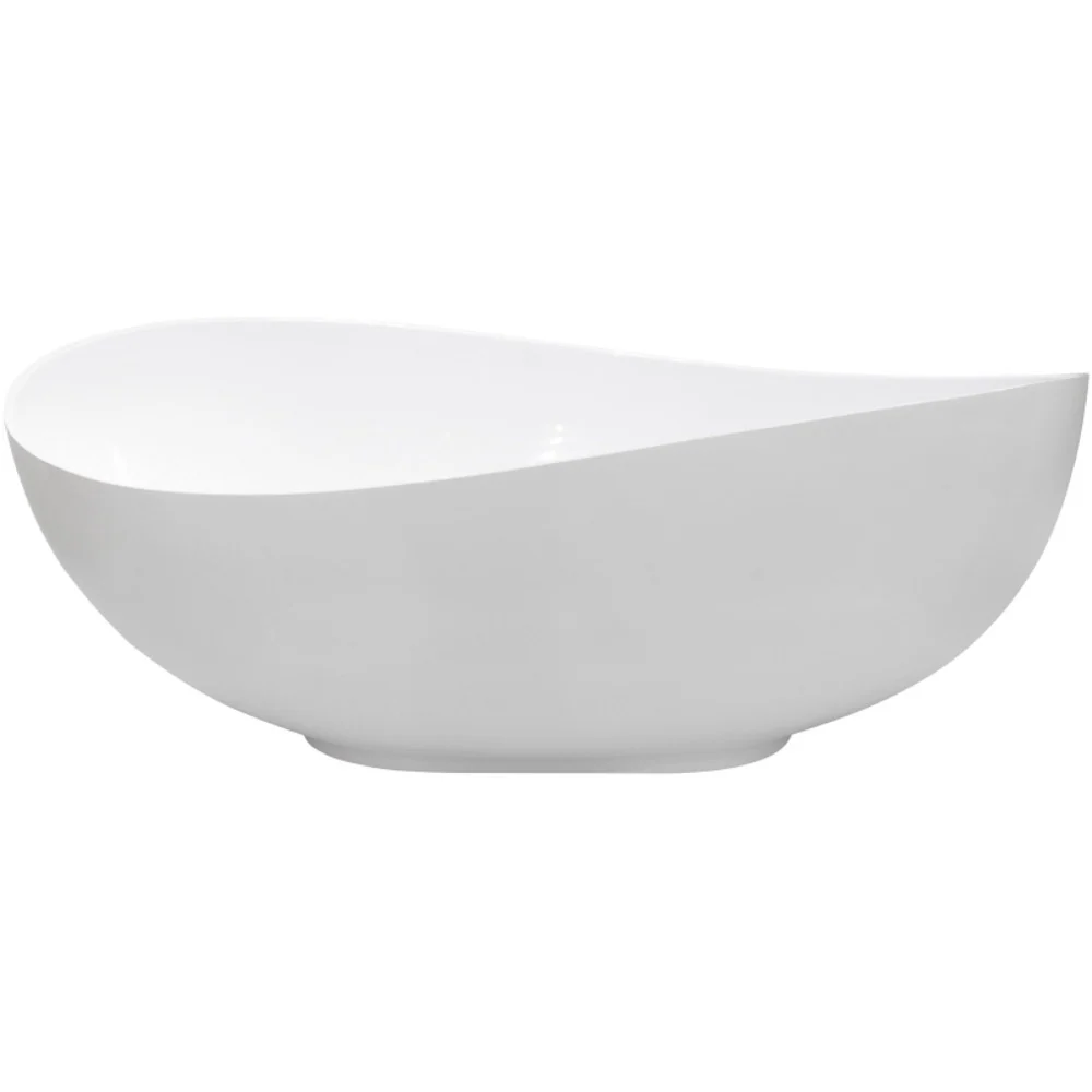 Cada freestanding ovala Besco Siya compozit 172x101 cm, alb mat