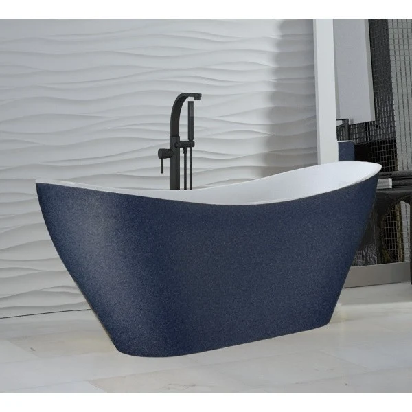 Cada freestanding ovala Besco Viya Glam compozit 160x70 cm, antracit (graphite)