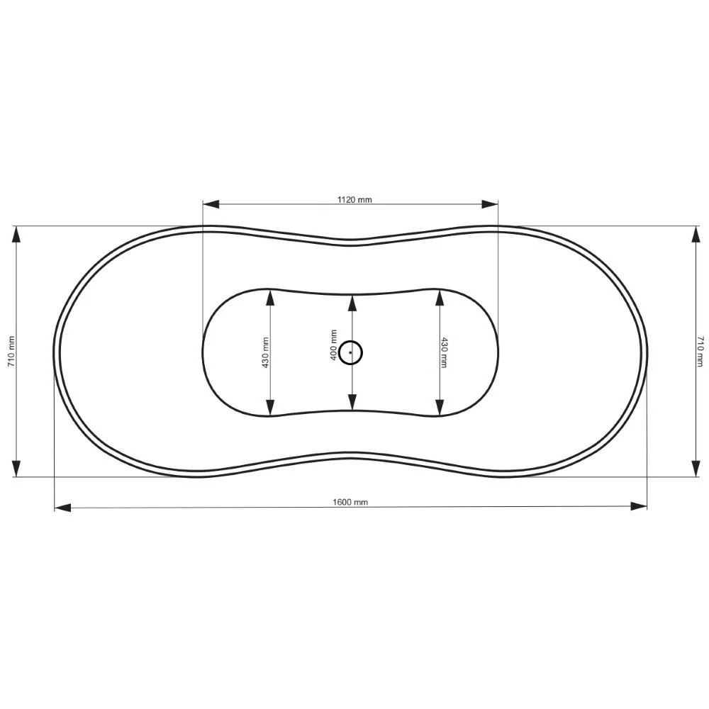 Cada freestanding ovala Besco Viya Glam compozit 160x70 cm, antracit (graphite)