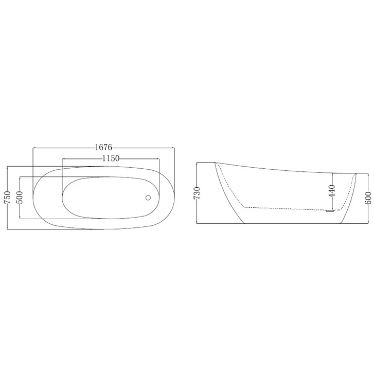 Cada freestanding ovala Florida Nikita Slim acril 167x75 cm