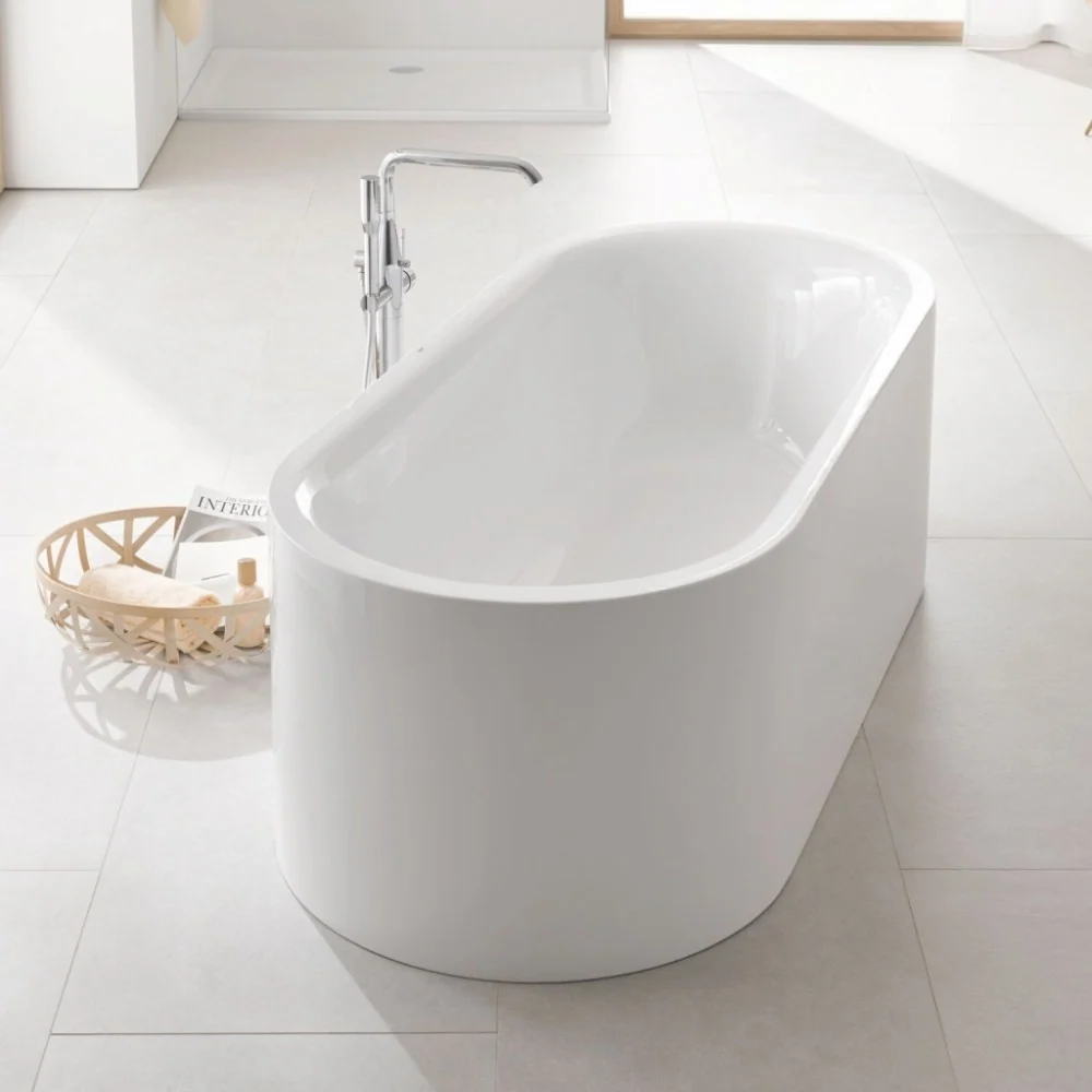Cada freestanding ovala Grohe Essence otel emailat 180x80 cm, fara preaplin