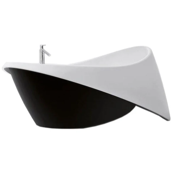 Cada freestanding ovala Spatio Genoveva compozit 196x96 cm, alb/negru