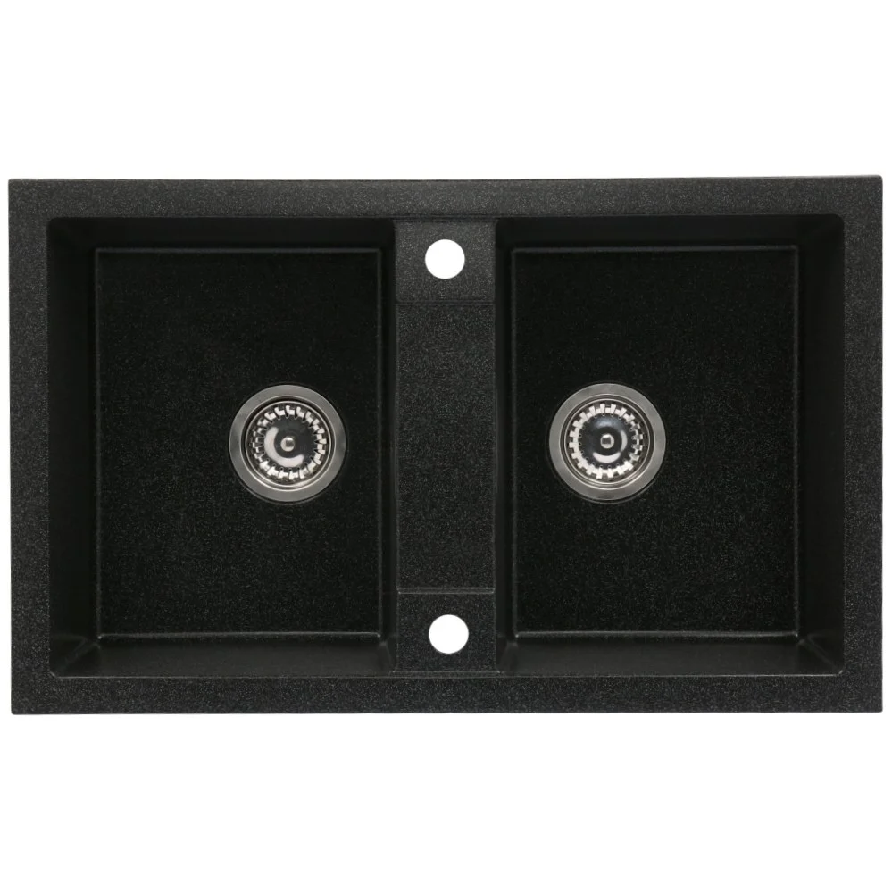 CasaBlanca Duo Set promo chiuveta bucatarie granit cu 2 cuve + baterie BFX4A-N), negru