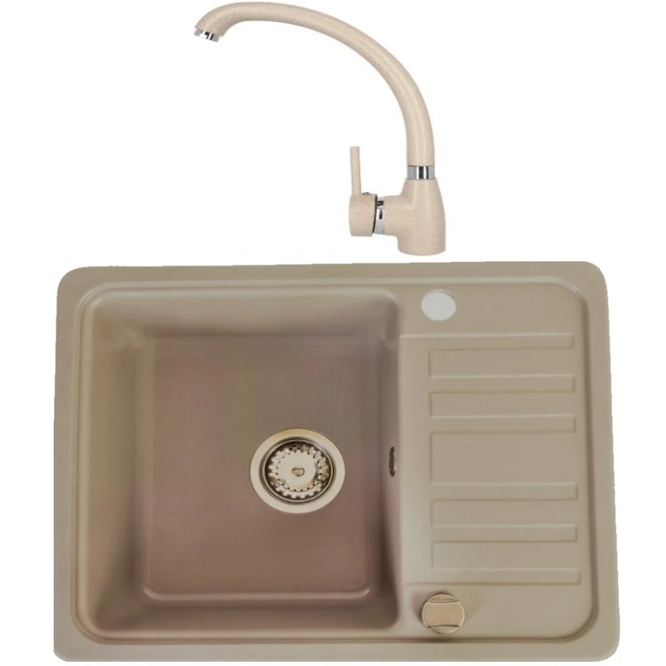 CasaBlanca Mini Set chiuveta bucatarie granit 57x46 cm si baterie SAND4A, bej (sand)