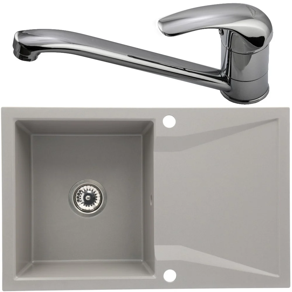 CasaBlanca Nera Set promo chiuveta bucatarie granit cu 1 cuva + baterie BRI4), gri