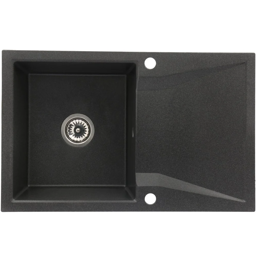 CasaBlanca Nera Set promo chiuveta bucatarie granit cu 1 cuva + baterie BLACK4H), negru