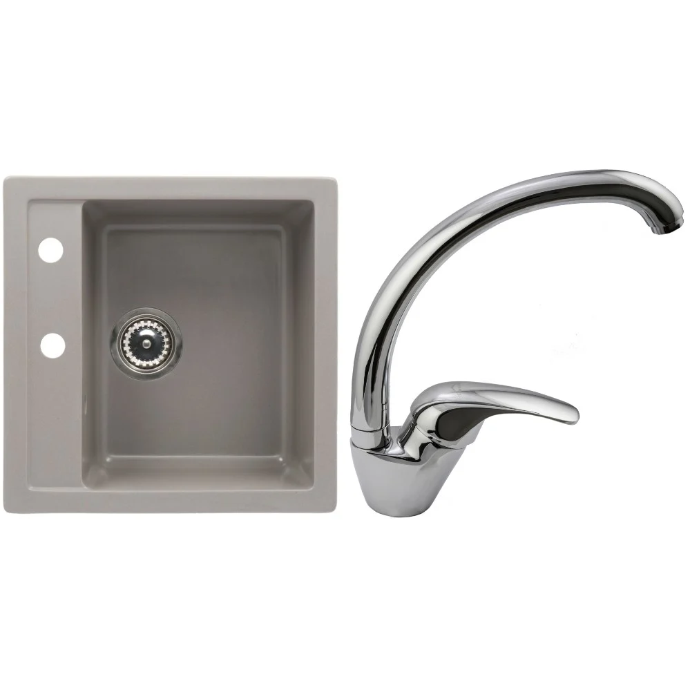CasaBlanca Quadro Set promo chiuveta bucatarie granit cu 1 cuva + baterie BRI4A), gri