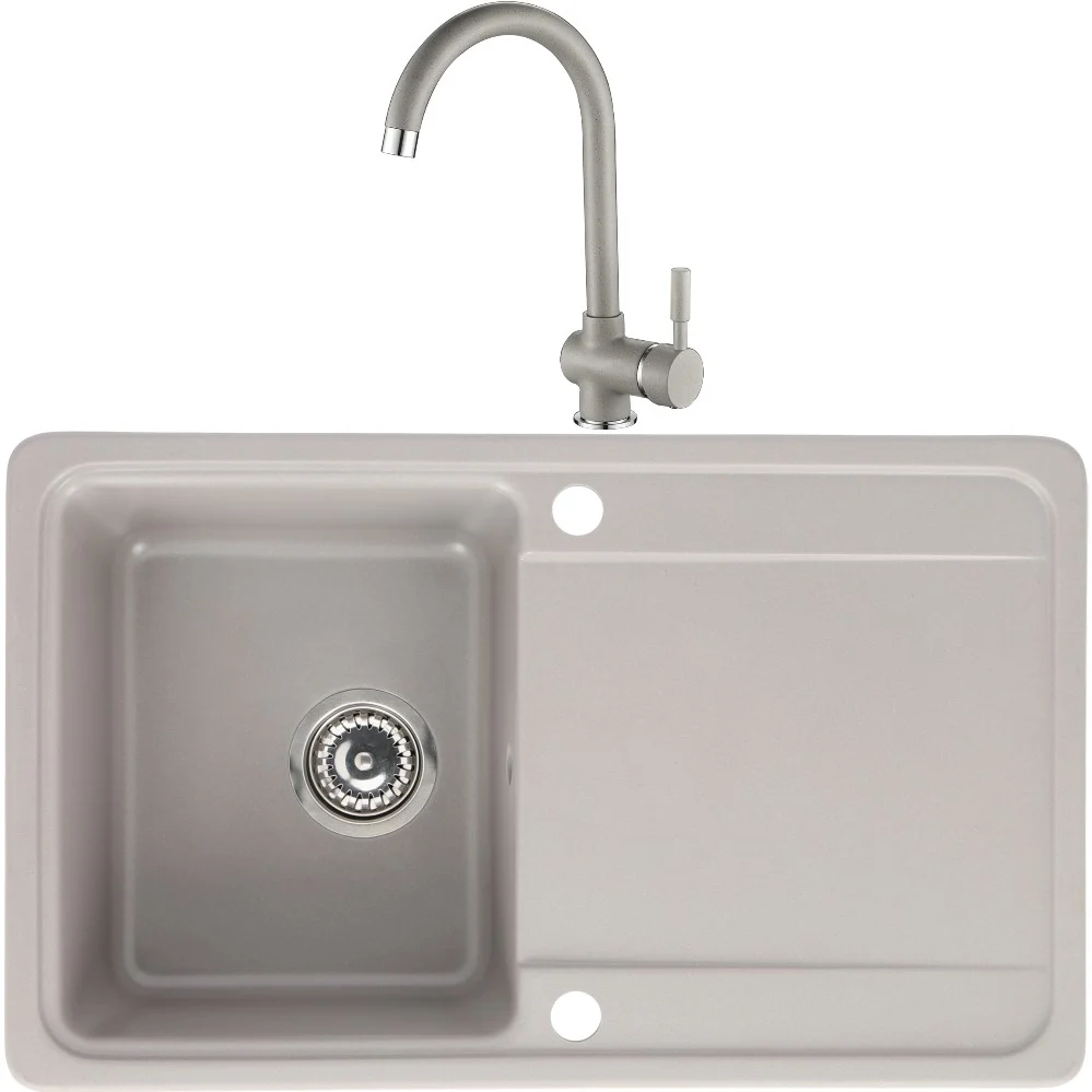 CasaBlanca Sara Set promo chiuveta bucatarie granit cu 1 cuva + baterie GREY4H), gri