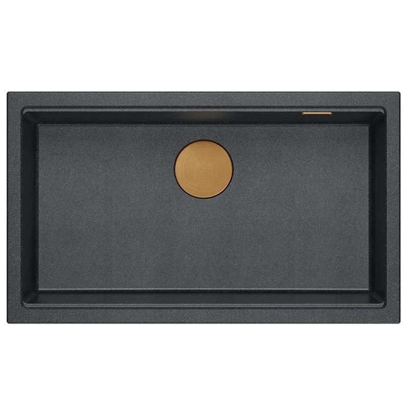 Chiuvetă din granit Logan 110 Quadron, negru metalic, ventil rose