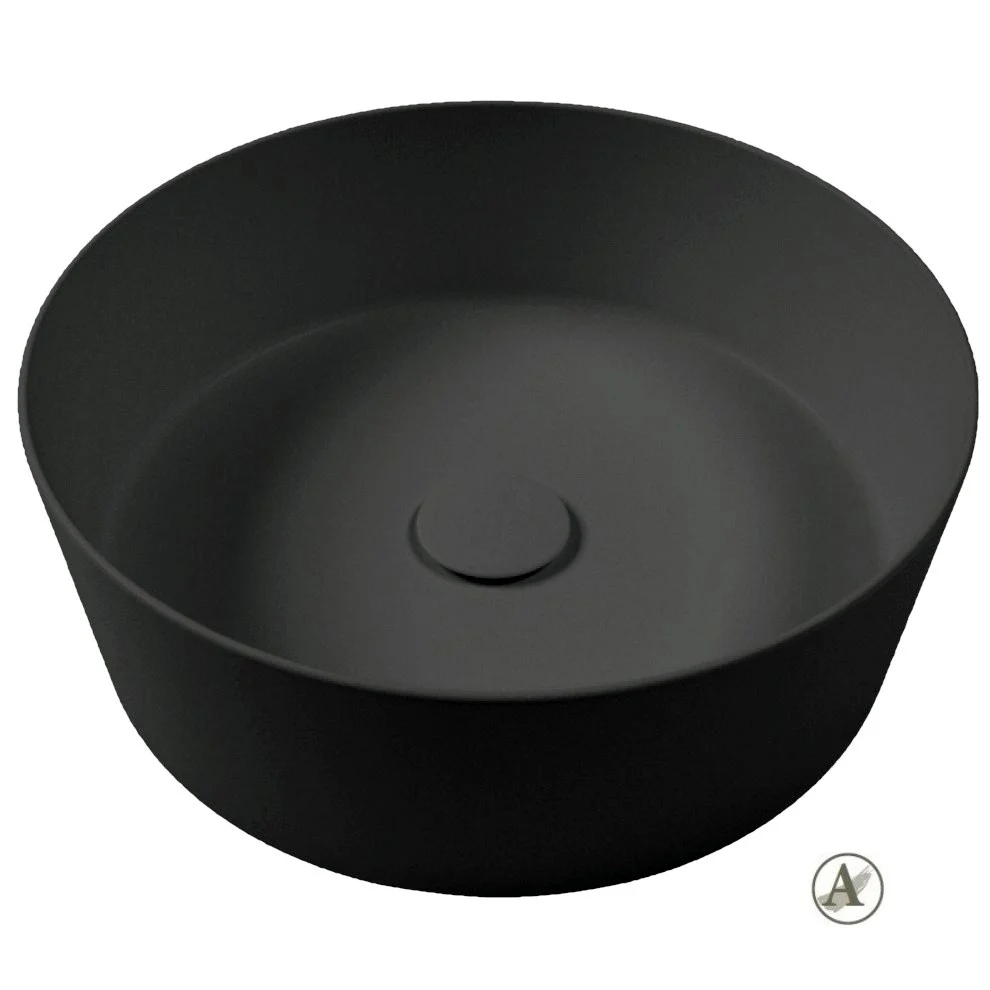 Chiuveta baie pe blat, negru, rotunda Hatria Happy Hour Slim Alchemy 07:00 44x44 cm
