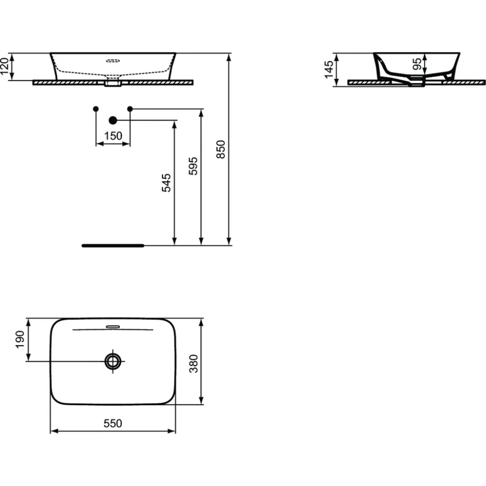 Chiuveta baie pe blat, rosu Ideal Standard Ipalyss 55x38 cm