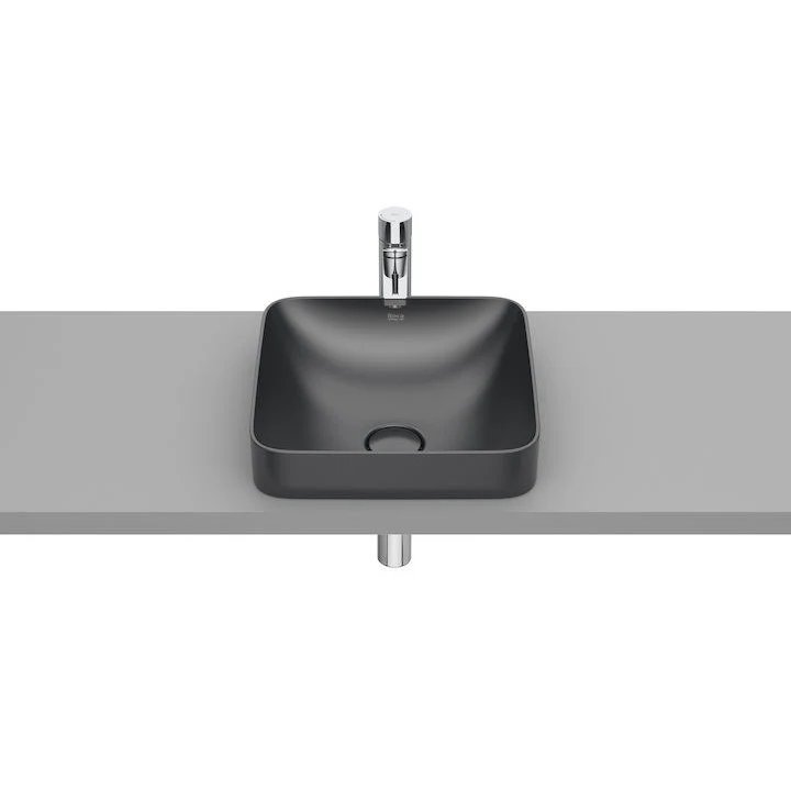 Chiuveta baie incastrata, antracit, patrata Roca Inspira Square 37x37 cm