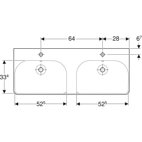 Chiuveta baie suspendata Geberit Smyle Square 120x48 cm
