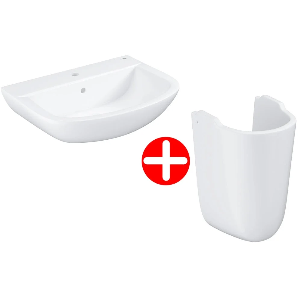 Chiuveta baie suspendata Grohe Bau Ceramic 65x47 cm, cu semipicior