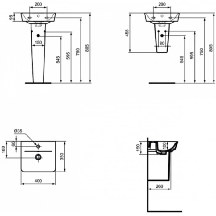 Chiuveta baie suspendata Ideal Standard Connect Air Cube 40x35 cm