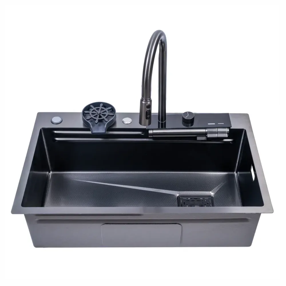Chiuveta multifunctionala Smart Cuisine, cu accesorii incluse, Naimeed D6748, functii multiple, otel inoxidabil, Gri, 210x...