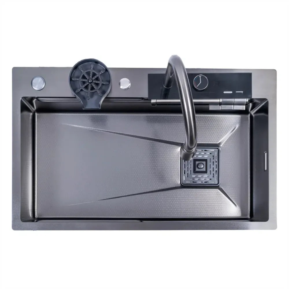 Chiuveta multifunctionala Smart Cuisine, cu accesorii incluse, Naimeed D6748, functii multiple, otel inoxidabil, Gri, 210x...