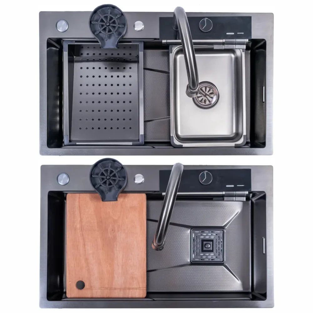 Chiuveta multifunctionala Smart Cuisine, cu accesorii incluse, Naimeed D6748, functii multiple, otel inoxidabil, Gri, 210x...