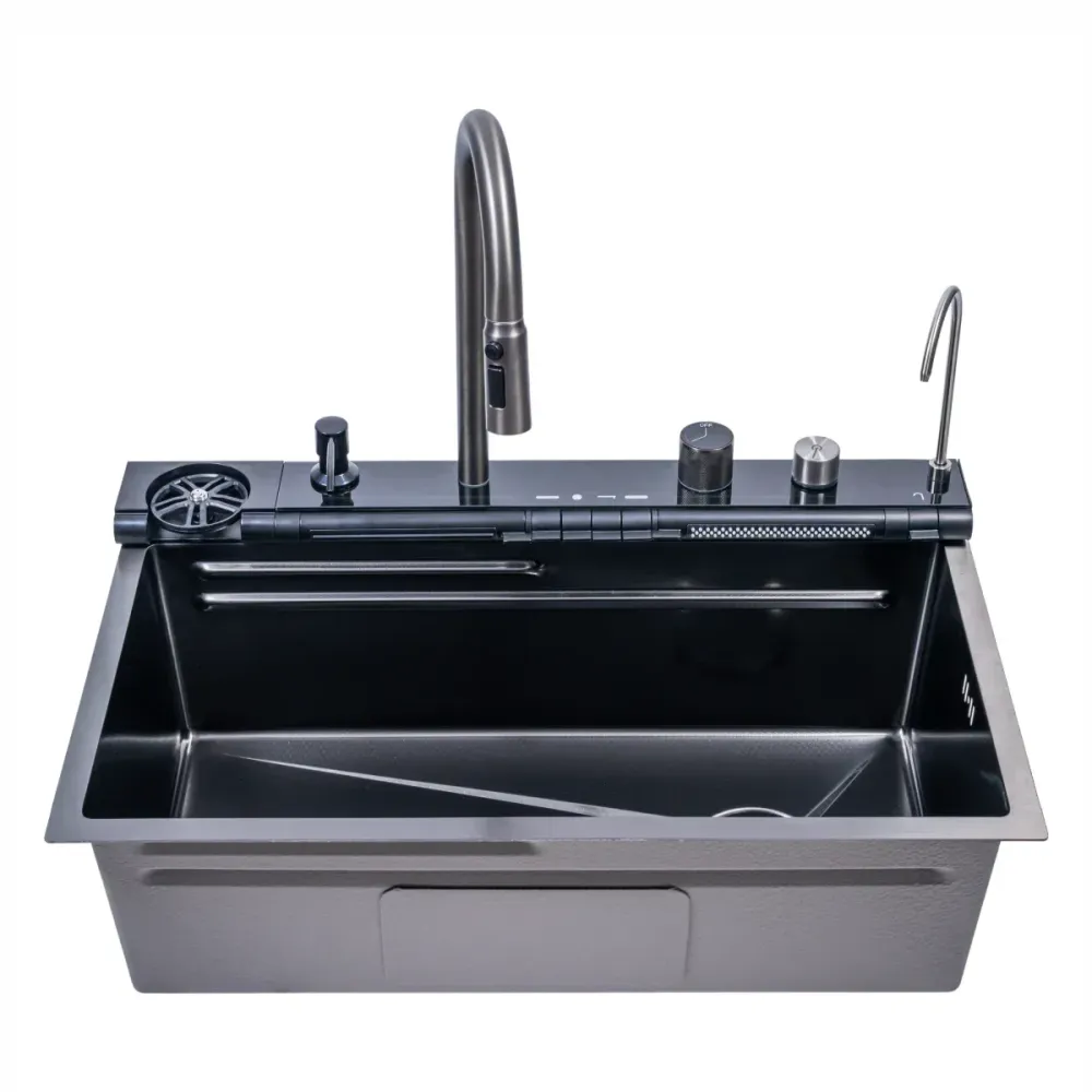 Chiuveta multifunctionala Smart Cuisine, cu accesorii incluse, Naimeed D6749, functii multiple, otel inoxidabil, Gri, 210x...