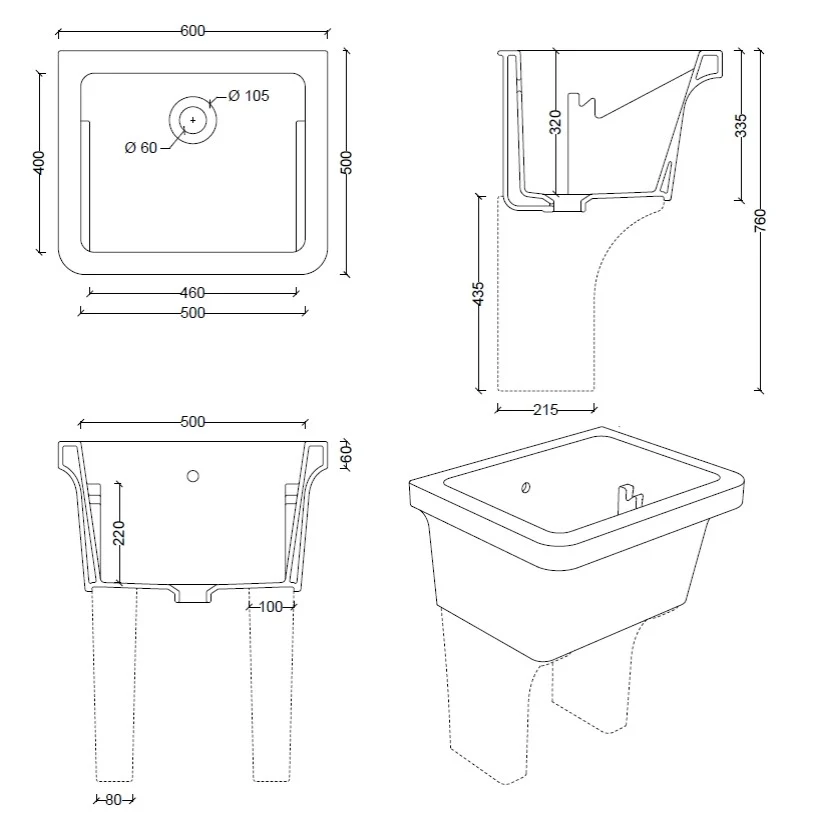 Chiuveta pentru rufe pe mobilier Hatria Specials 61x50 cm