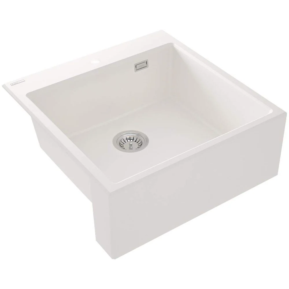 Deante Eridan Chiuveta bucatarie granit tip farmhouse 60x61 cm, alb (alabaster)
