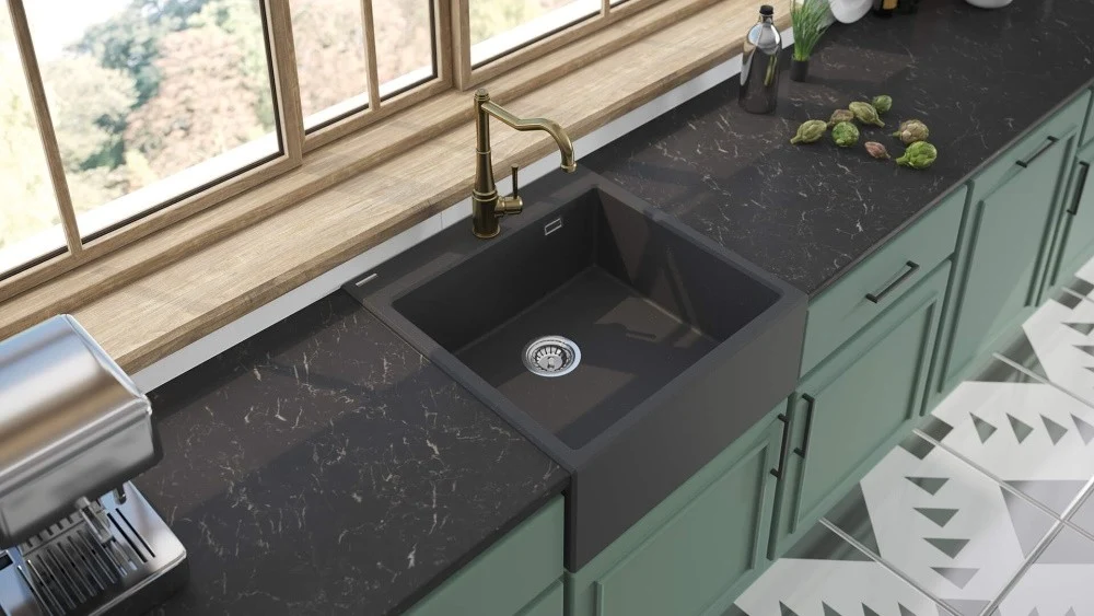 Deante Eridan Chiuveta bucatarie granit tip farmhouse 60x61 cm, antracit (anthracite metallic)