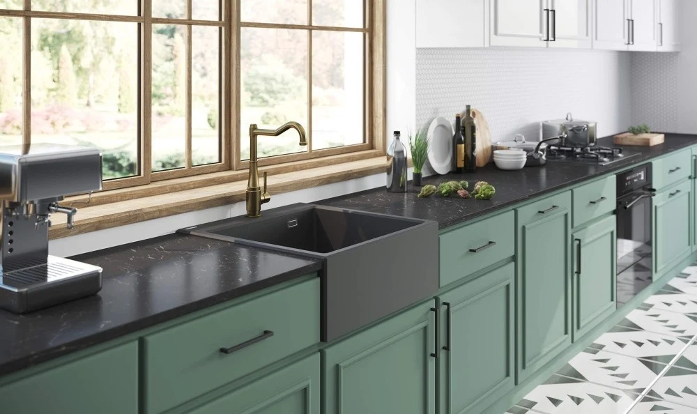 Deante Eridan Chiuveta bucatarie granit tip farmhouse 60x61 cm, antracit (anthracite metallic)