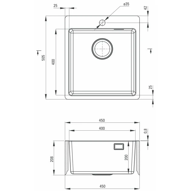 Deante Olfato Chiuveta bucatarie inox satinat 45x50 cm