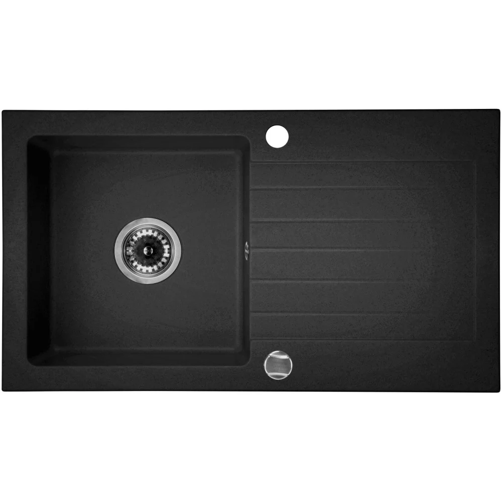 Deante Zorba Chiuveta bucatarie granit 76x44 cm, negru metalic