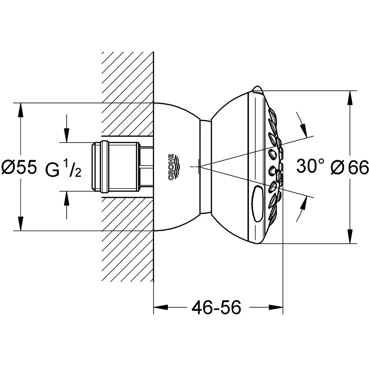 Duza Grohe Relexa 65, cu 2 jeturi orizontale Ø7 cm