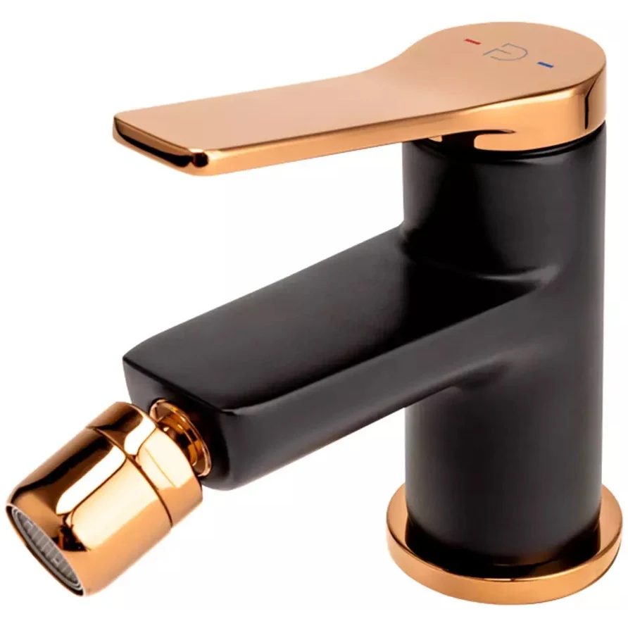 FDesign Seppia Baterie bideu monocomanda cu ventil, negru mat/rose gold