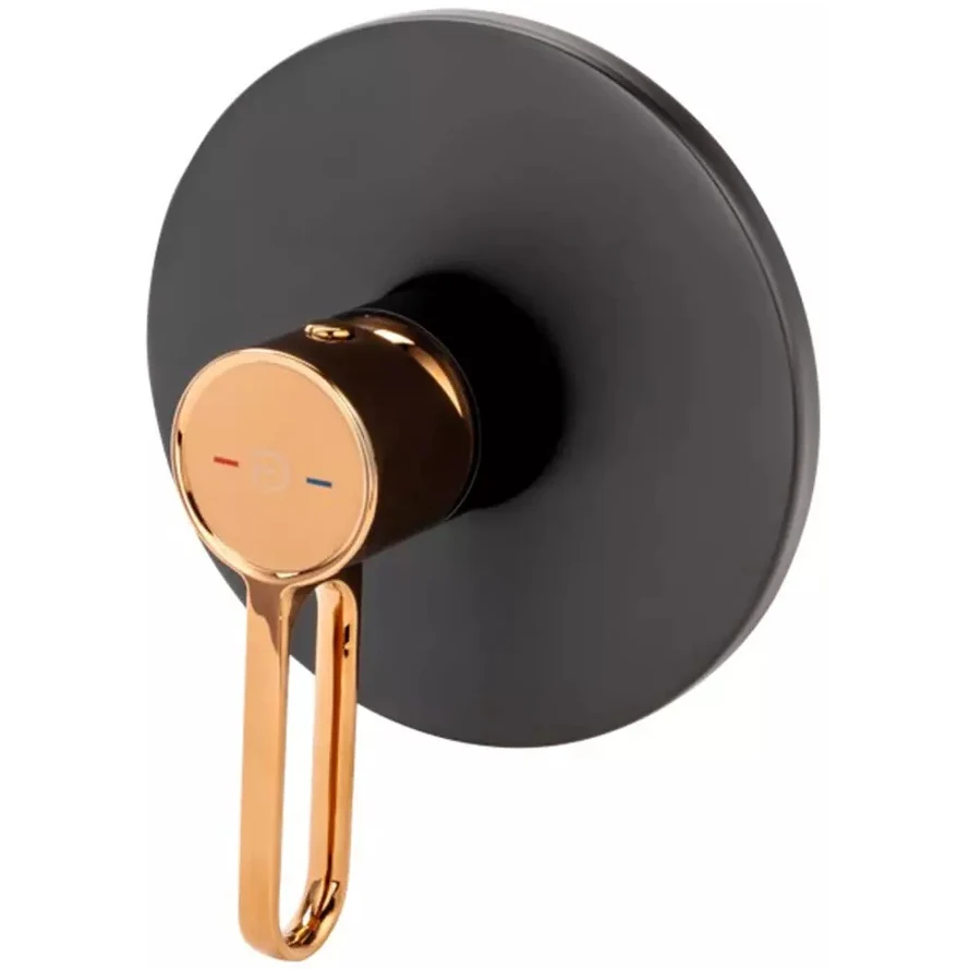FDesign Zaffiro Baterie dus monocomanda incastrata, negru mat/rose gold
