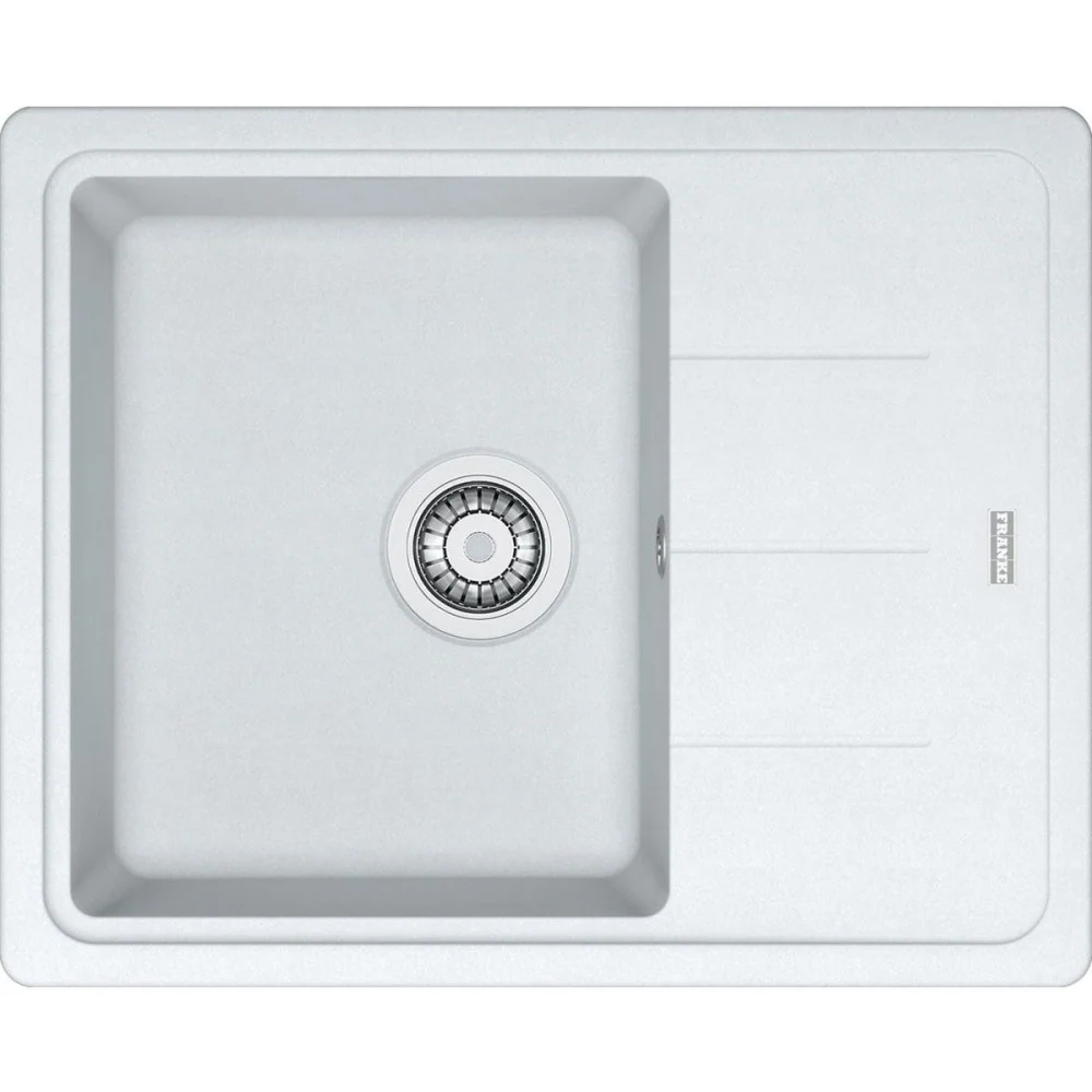 Franke Basis BFG 611-62 Set chiuveta bucatarie granit 62x50 cm cu baterie monocomanda Novara Plus, alb