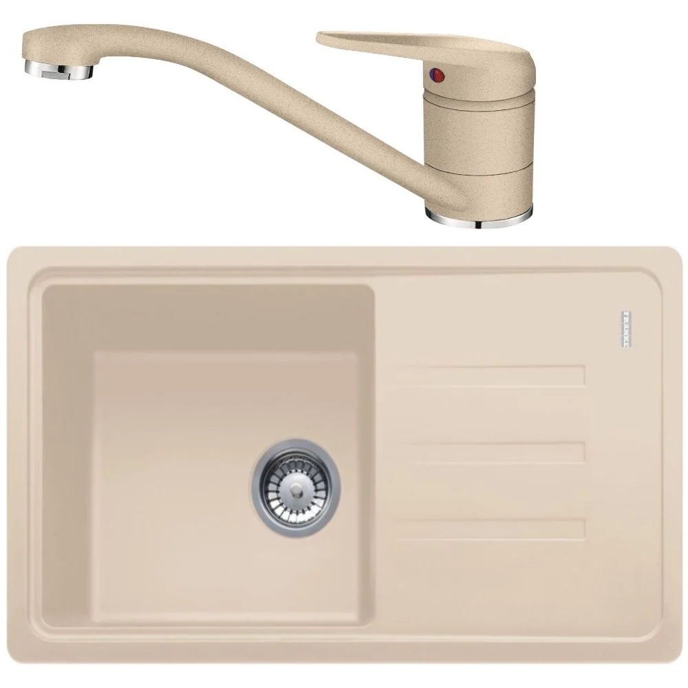 Franke Malta BSG 611-78 S Set chiuveta bucatarie granit 78x44 cm si baterie monocomanda, bej (avena)