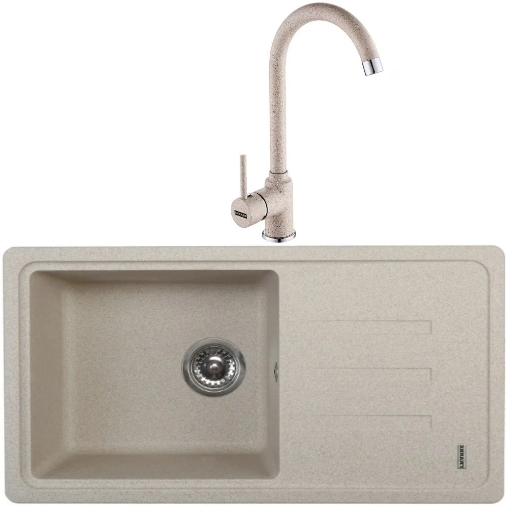 Franke Malta BSG 611-78 Set chiuveta bucatarie granit 78x44 cm cu baterie monocomanda Pola, bej (avena)
