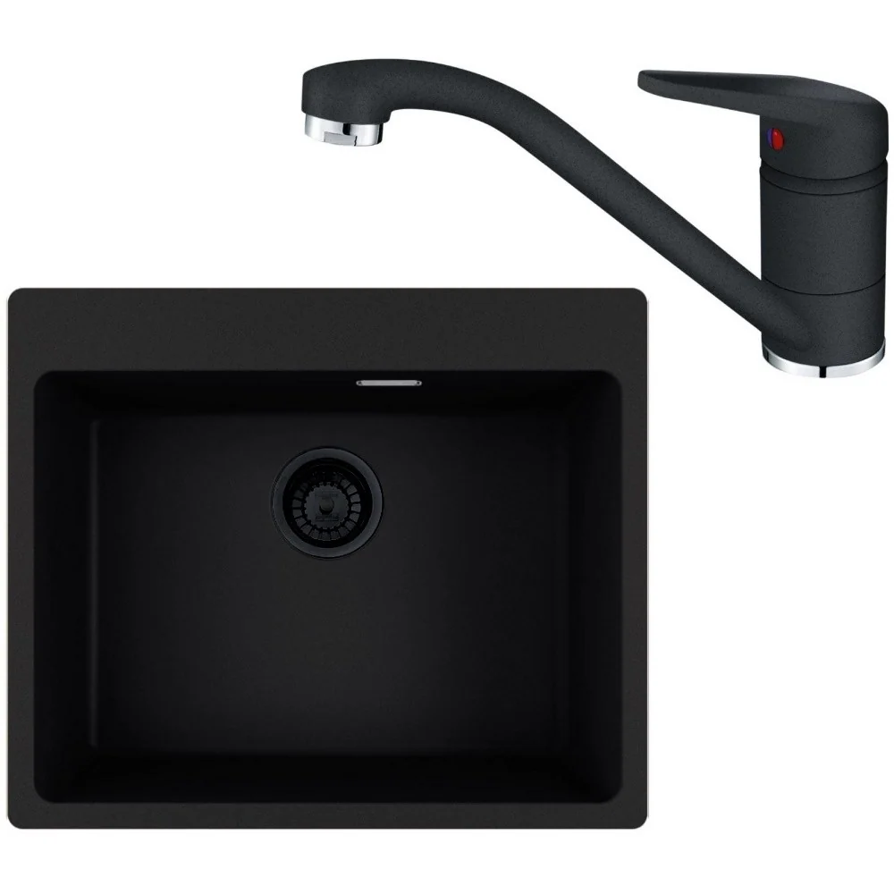 Franke Maris MRG 610-54 VN Set chiuveta bucatarie granit 50x59 cm cu baterie monocomanda Novara Plus, negru