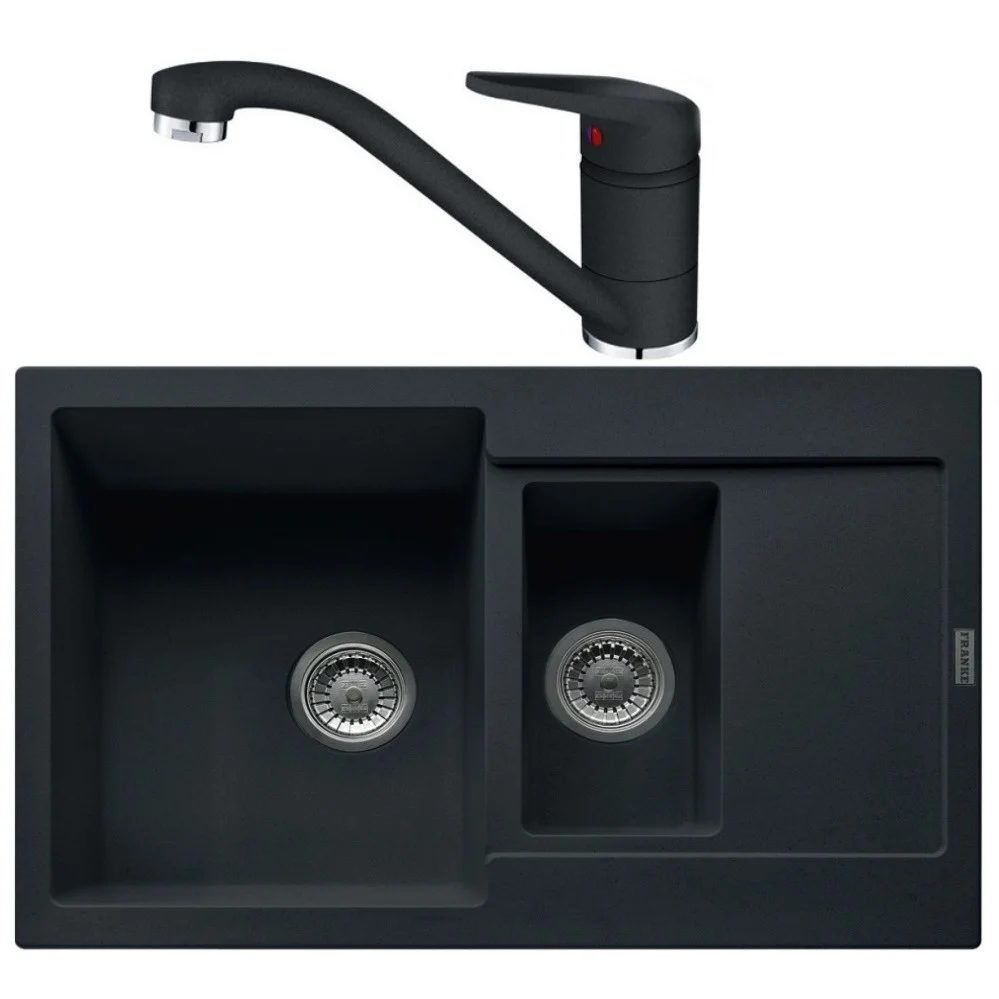 Franke Maris MRG 651-78 Set chiuveta bucatarie granit 78x50 cm cu baterie monocomanda Novara Plus, negru