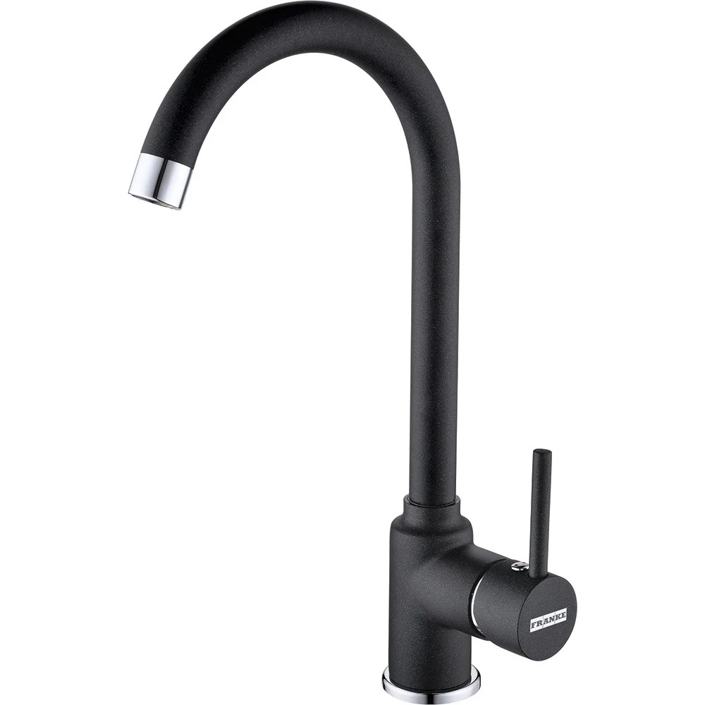 Franke Rotondo ROG 610 Set chiuveta bucatarie granit Ø51 cm cu baterie monocomanda Pola, negru